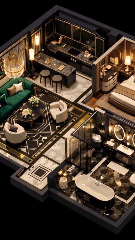 Modern Minimalist One-Bedroom Apartment – Ultra Detailed 3D Floor Plan ...