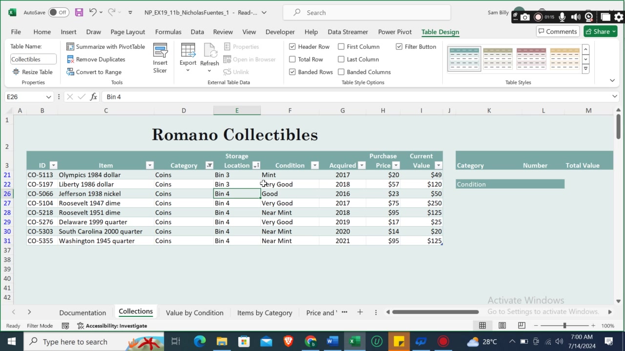 Excel 2019 | Module 11: SAM Project 1a | Hempstead University ...
