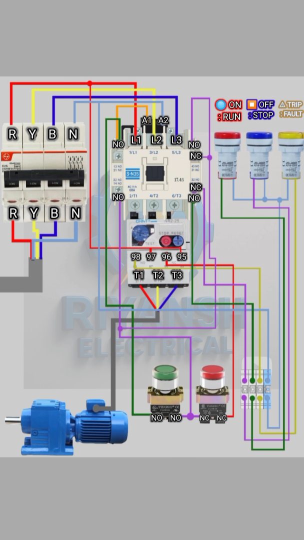 Induction Motor Starter Wiring Diagram | 3 Phase Motor Start Stop ...