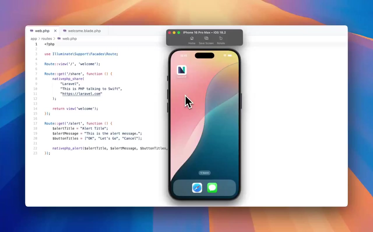 Here's Laravel PHP running on the iOS simulator, communicating with ...