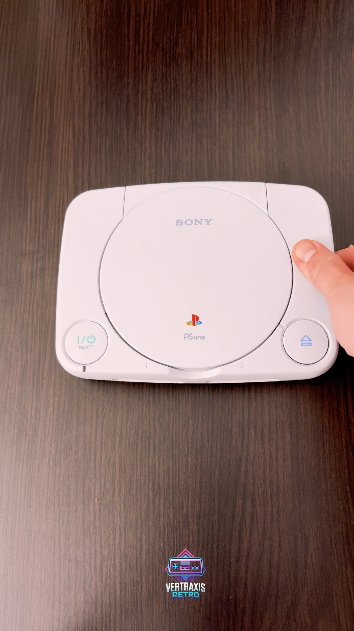 The original Sony PlayStation 1 console, a classic 32-bit home