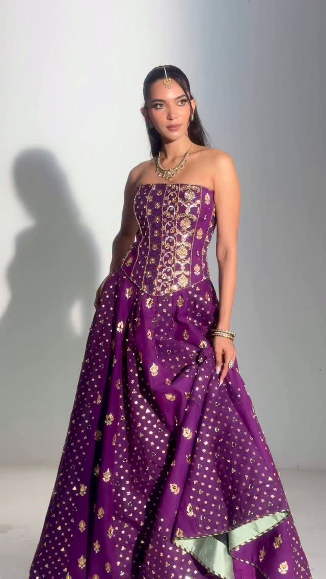 corset indian wedding dresses MEHFIL I| ERIN, “Where depth meets quiet grandeur.”, ERIN — a heavily hand-embroidered top with an embroidered lehenga and dupatta, crafted in Banarasi Chanderi., In grapevine hues, it feels Corset blouse lehenga Size:62 Long Elegant Red Mermaid One-Shoulder Brand_Regency Furniture