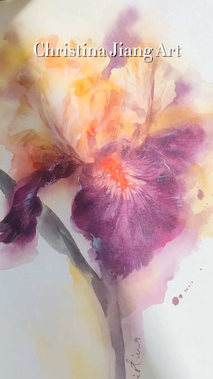 How to paint an Iris in watercolour #watercolour #鸢尾花