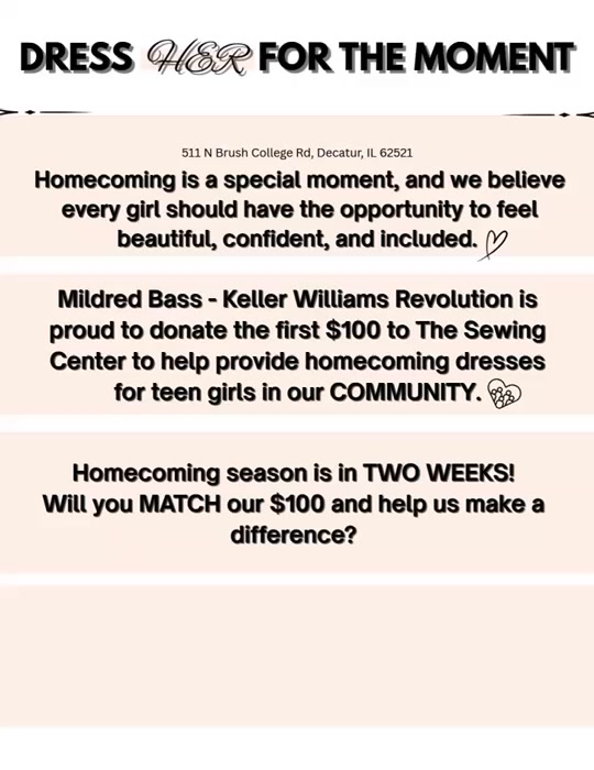 💗 LET’S MAKE HOMECOMING POSSIBLE FOR MORE GIRLS! 👗✨, Someone in our community generously donated $100 (Thank You!) to help girls who may need a little extra help getting a homecoming dress this year. 