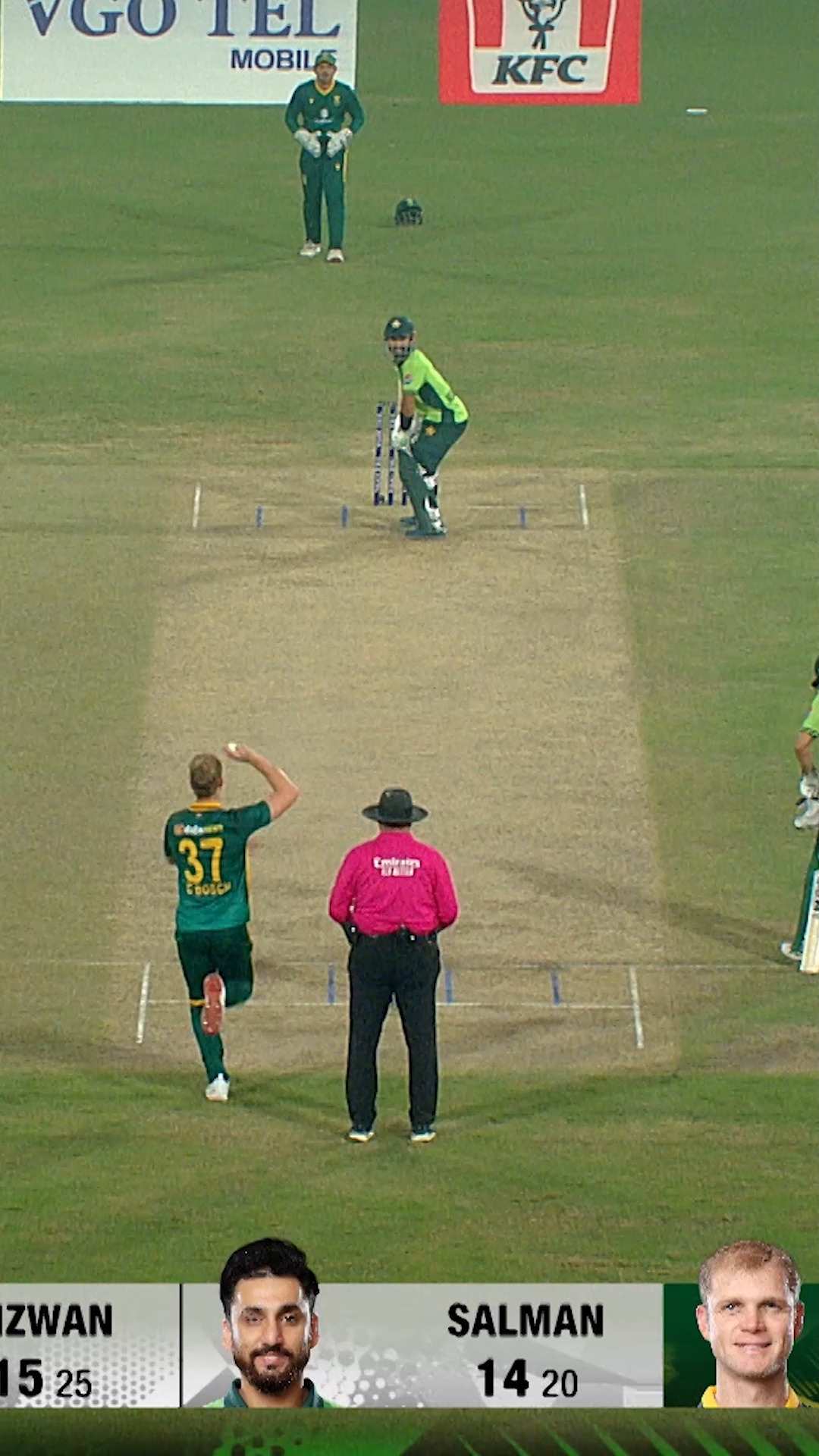 Rizwan flicks it with class! Bosch misses the yorker and it races ...
