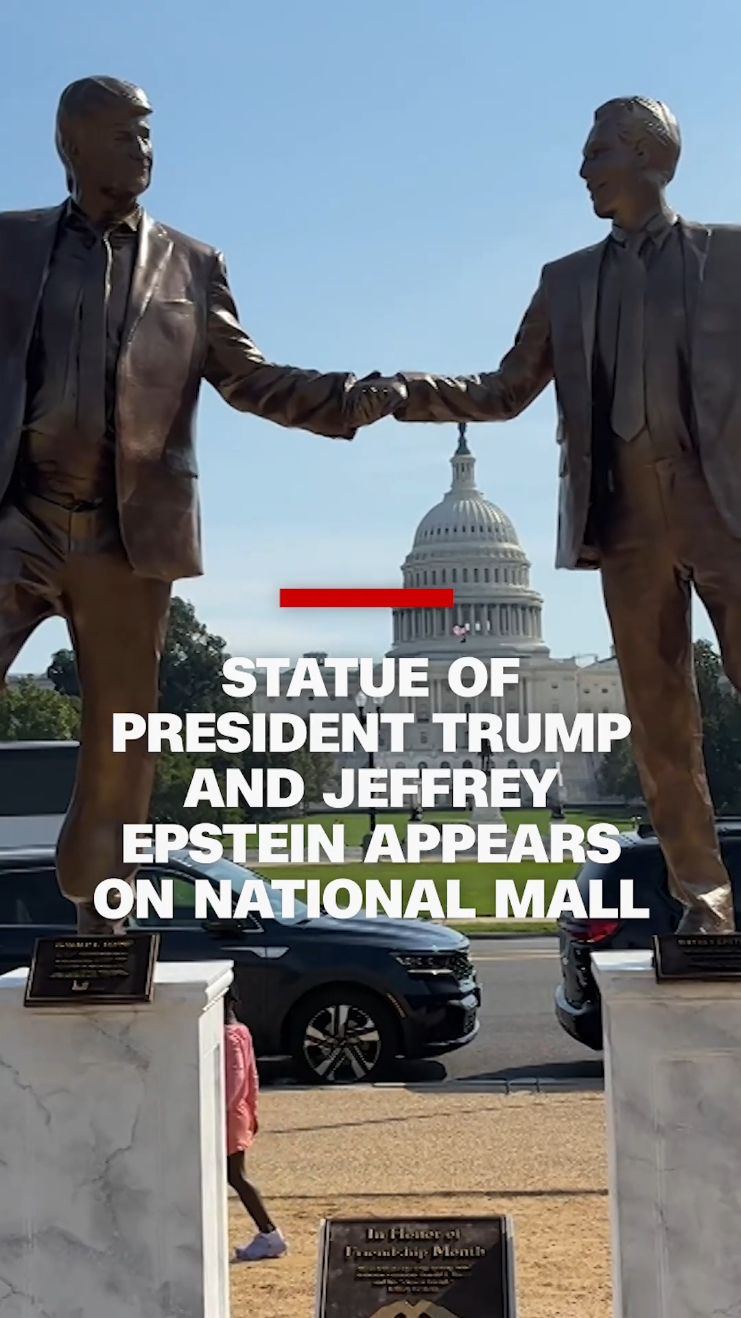 A statue of President Donald Trump and Jeffrey Epstein has been ...