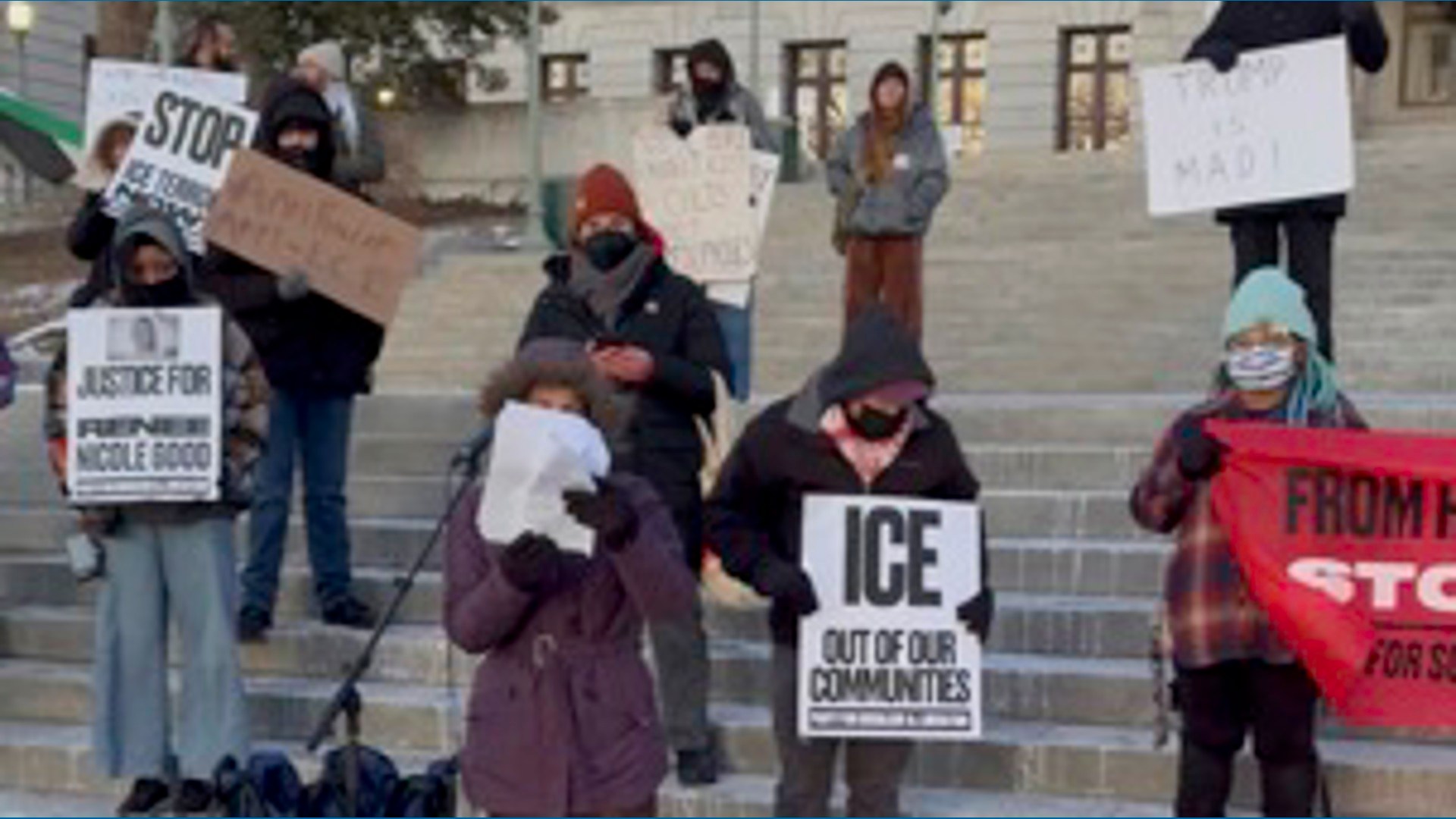 Protesters gathered on the steps of the Capitol in Harrisburg to ...