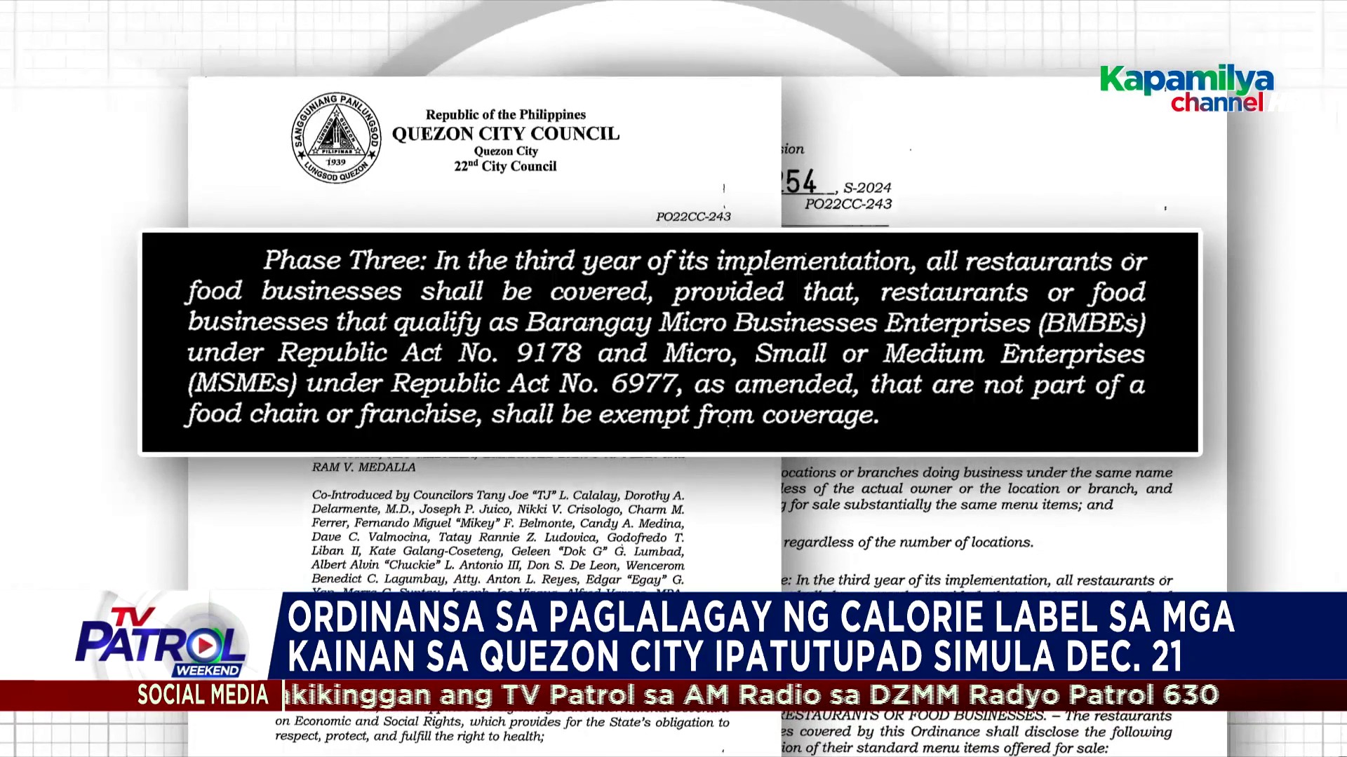 Ipatutupad simula December 21 ang ordinansa ng Quezon City na nag-o ...