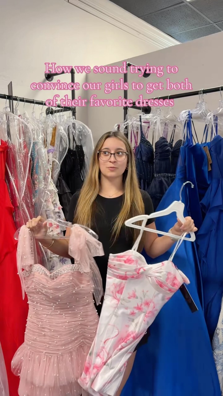 Maybe a dress change halfway through the night?? 🤭, •, Appointment link in bio! 🔗, •, #glitterandlace #formalstore #richmondva #homecomimg #hoco2026 | Glitter and Lace Formal Dress Boutique