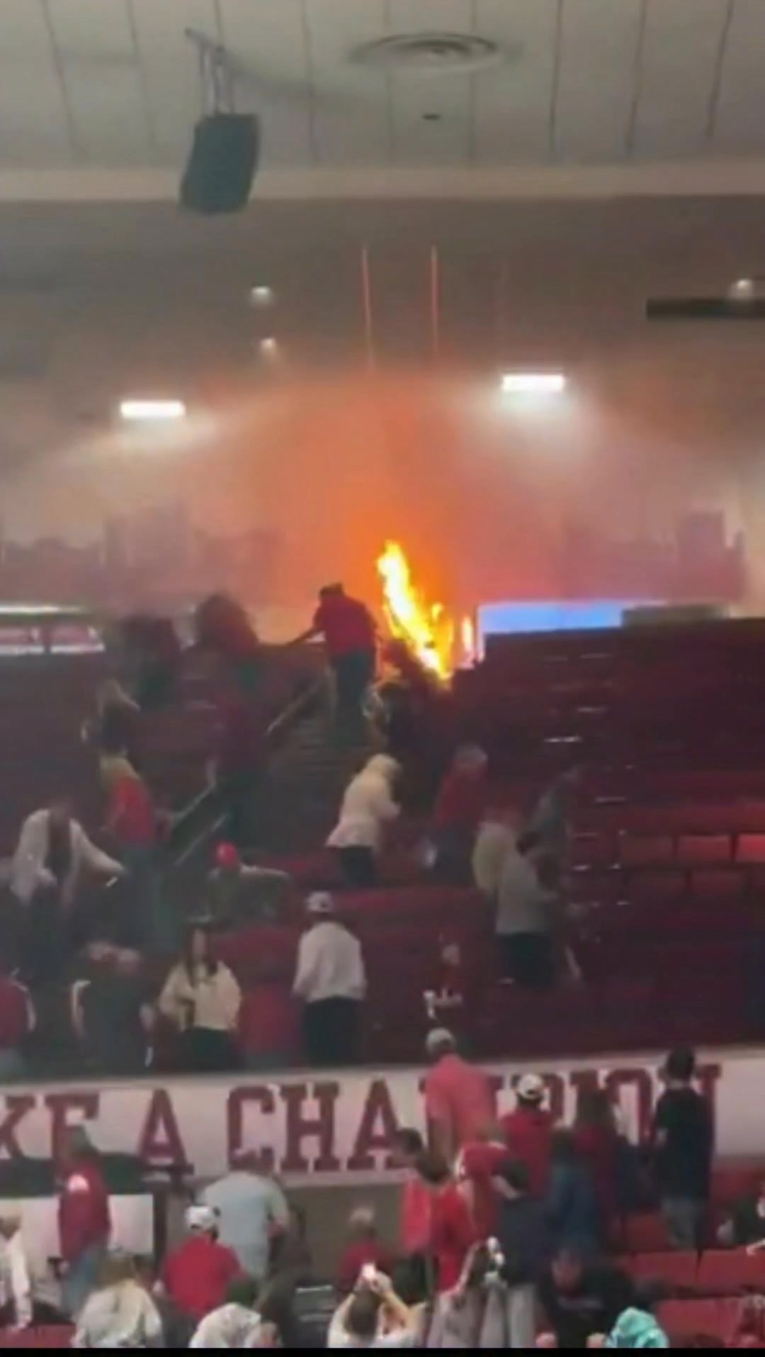Fire at Lloyd Noble Center at OU. Popcorn machine caught fire. No ...