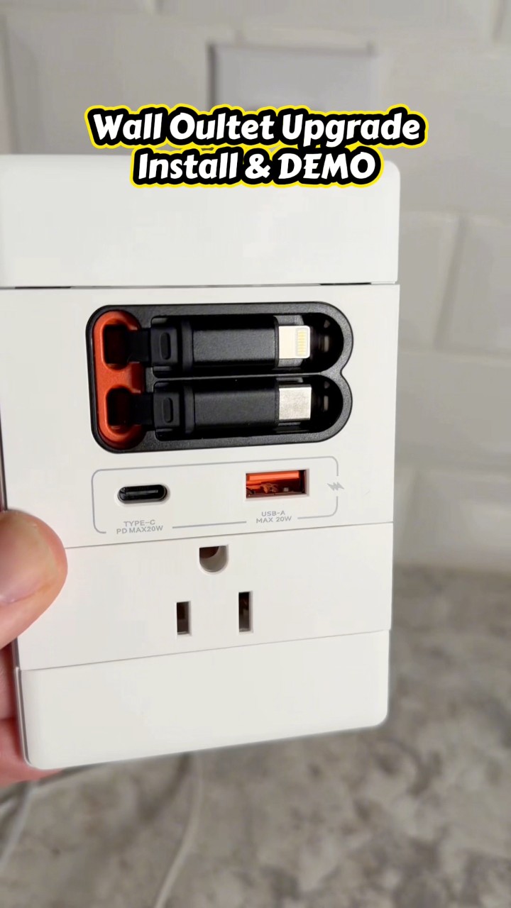 Wall Outlet Upgrade Installation & DEMO - 20W Retractable Cables - USB ...