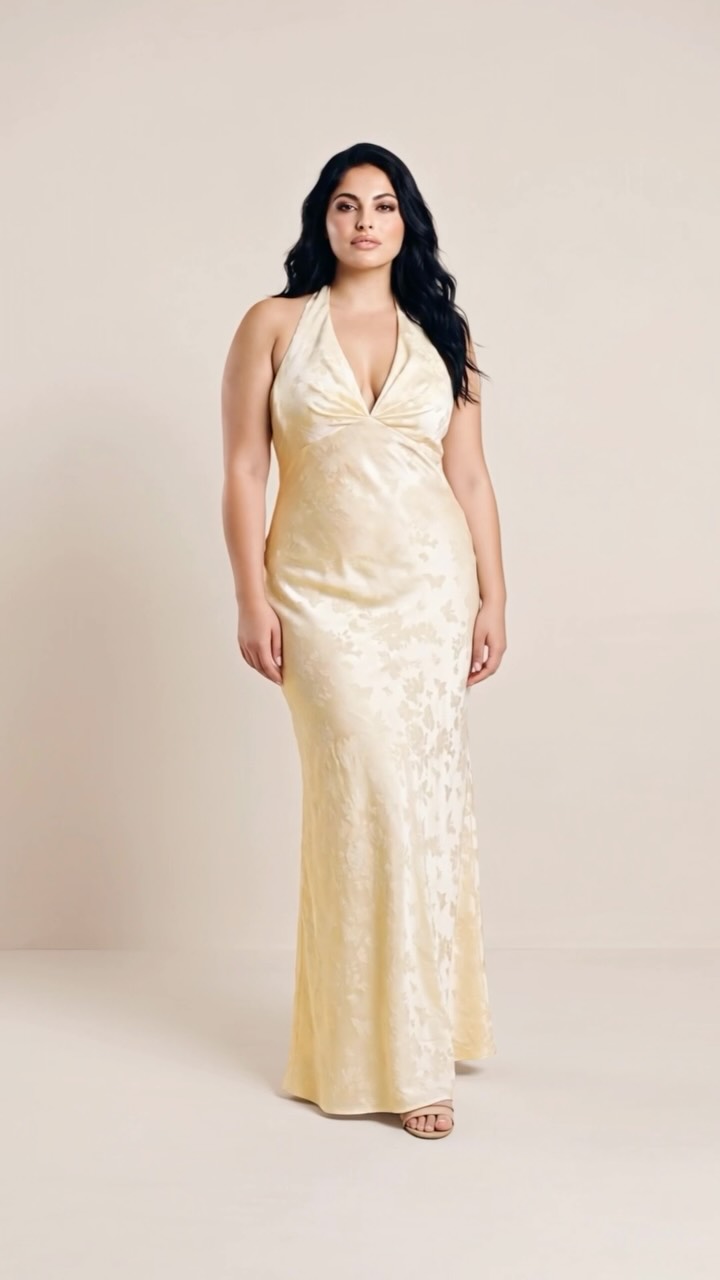 not your average bridesmaid dress BRIDESMAIDS… WE NEED TO TALK. 👀💛, Because this is dress., B2 by JASMINE in Daffodil — printed charmeuse, a gorgeous halter, and a fit designed for every shape & every uncommon unique bridesmaid dresses