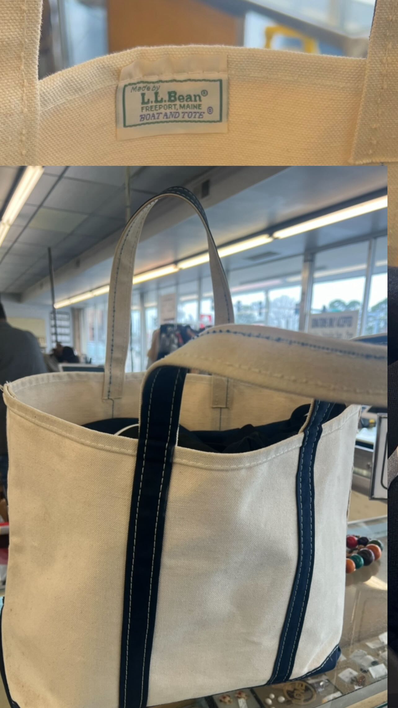 At the thrift & the cashier says, “we have a lot of tote bags… do 