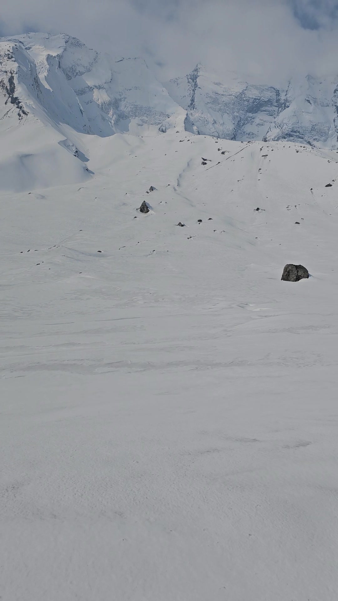 Fresh snowfall turned the trail into a real challenge. Walking ...