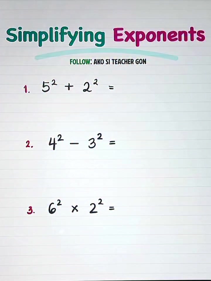 Simplifying Exponents‼️ #algebra #basicalgebra #teachergon #math # ...