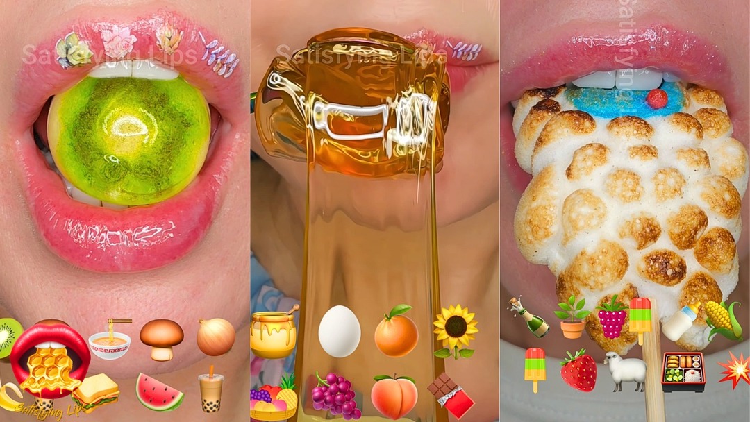 ASMR mouth sounds eating different food by Satisfying Lips 💋 WHICH ...
