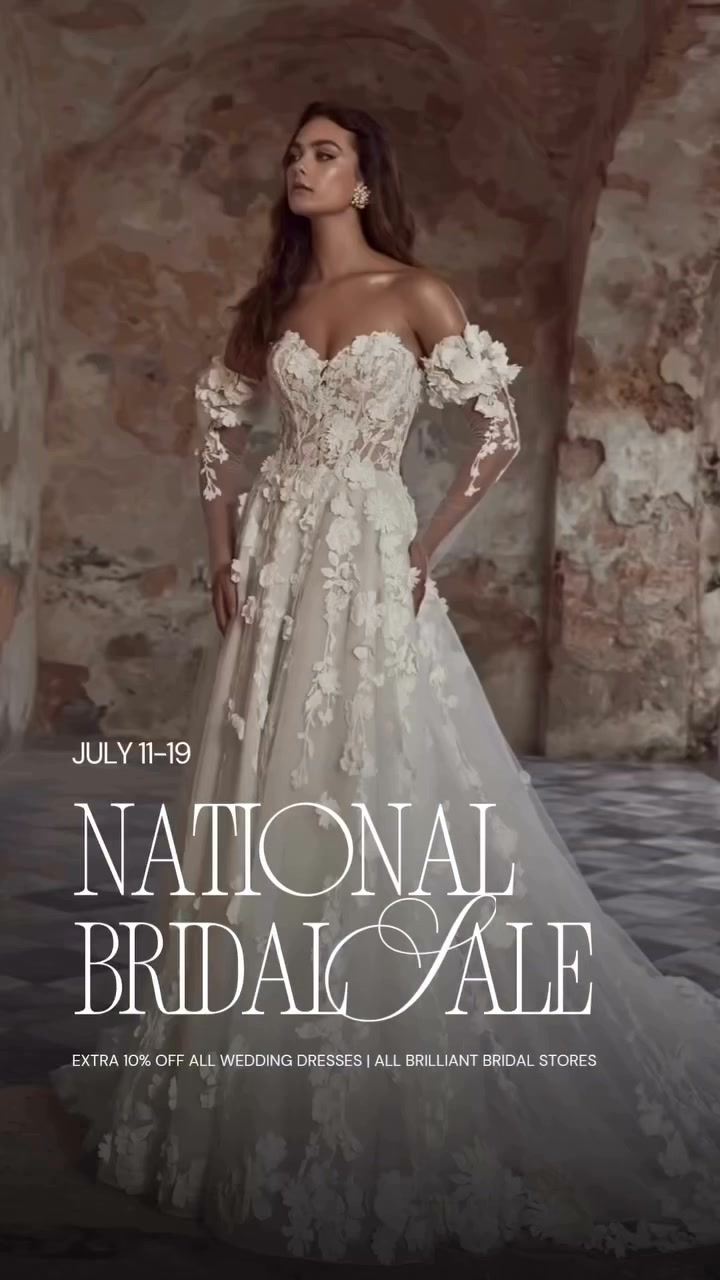 Starting THIS weekend! 🎉⏳, Our entire collection of brand new designer gowns, already priced up to 70% off retail, will be an EXTRA 10% OFF during the National Bridal Sale, July 11–19!, ✨All 