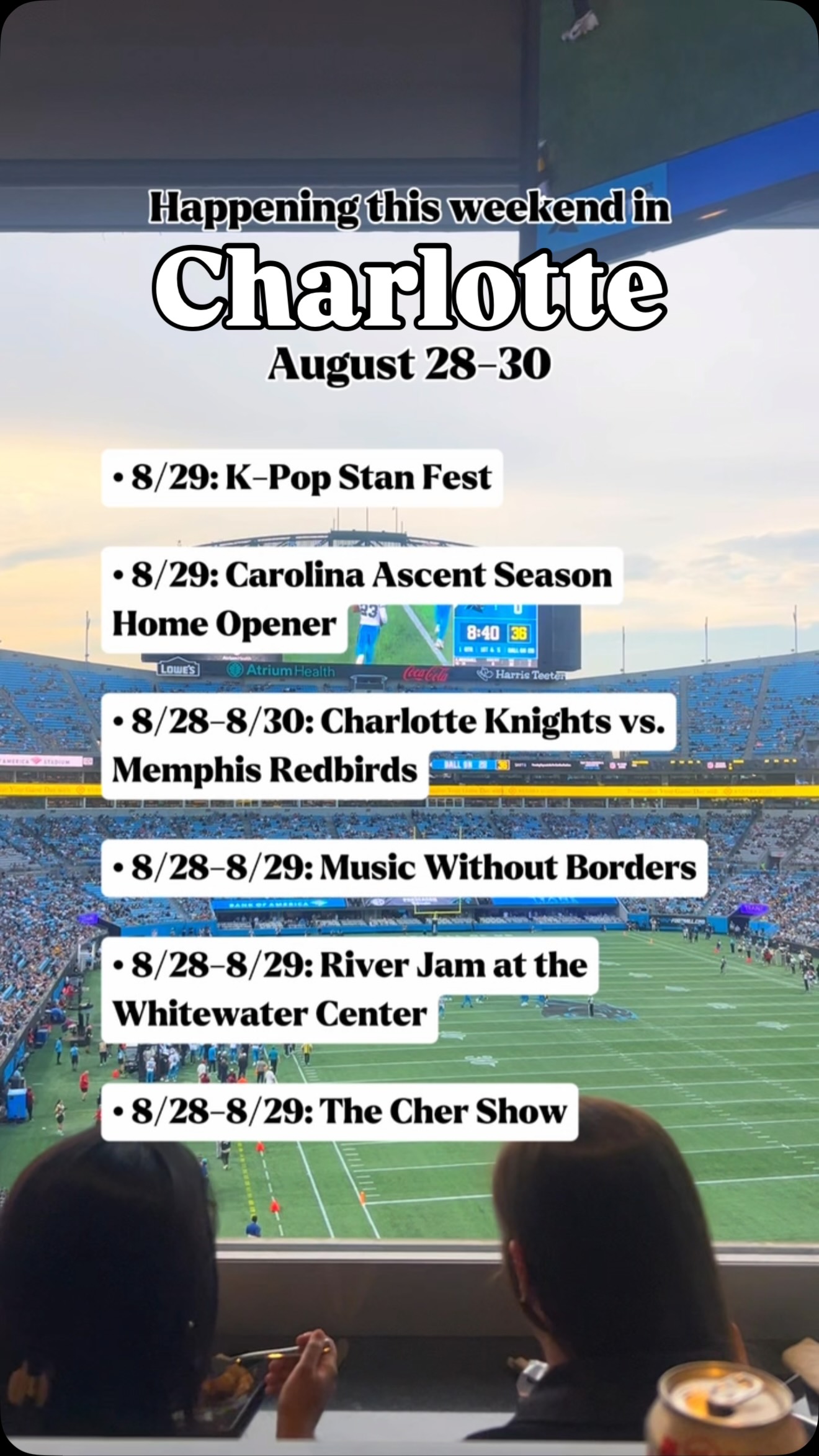 WEEKEND EVENTS: AUGUST 28-30🏈 8/28: Panthers Preseason game 8/28