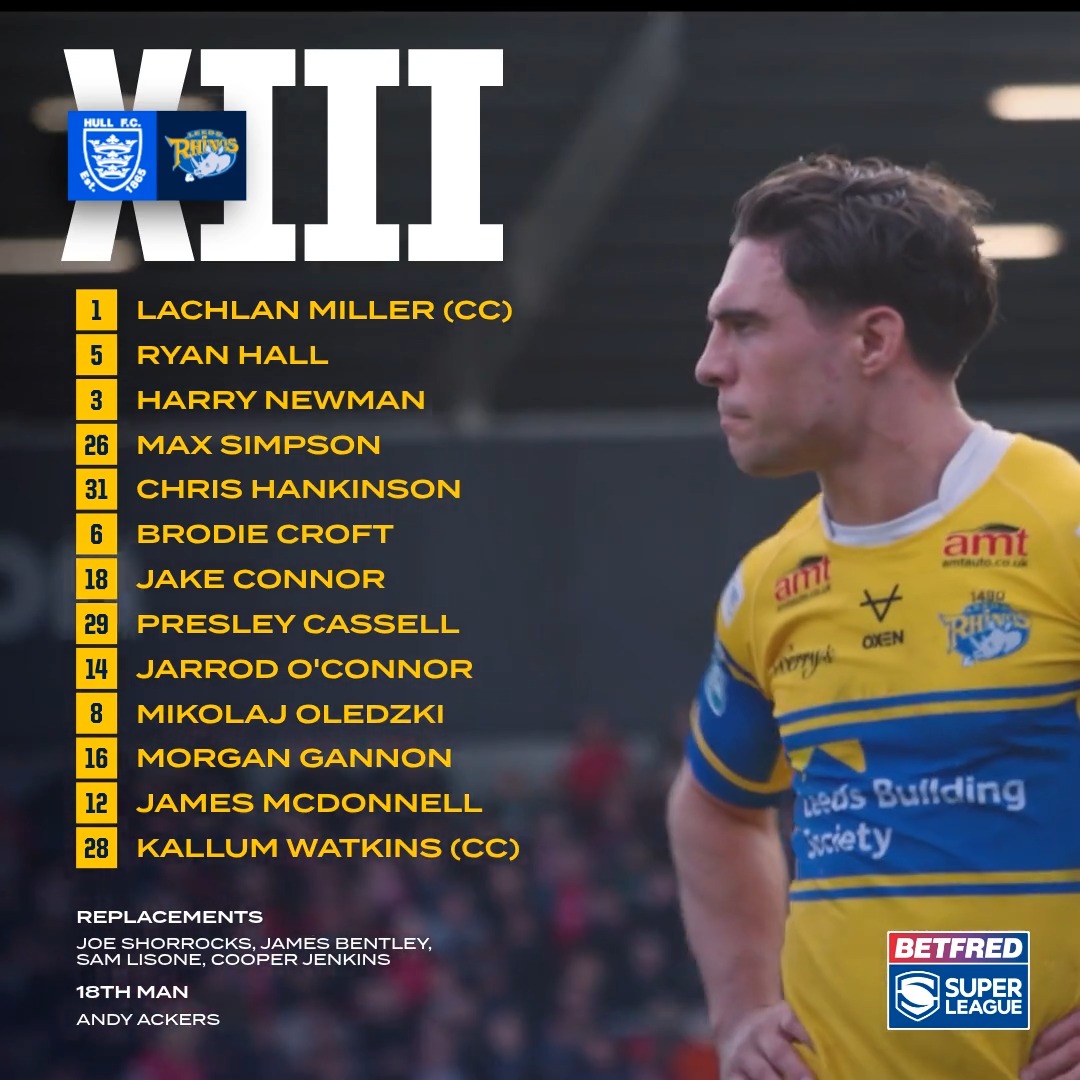 Leeds Rhinos have been forced to make a late change with Keenan Palasia ...