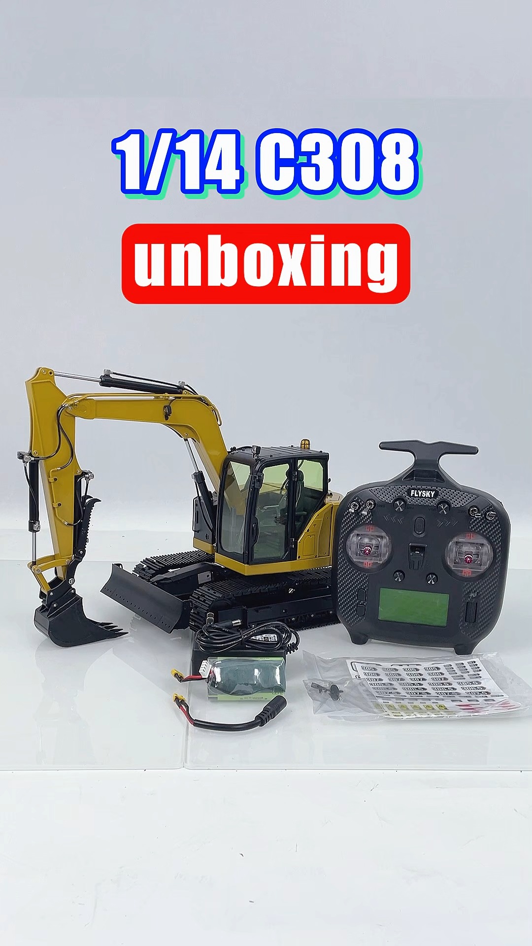 1/14 DX350LC full metal RC excavator outdoor unboxing. Solid metal
