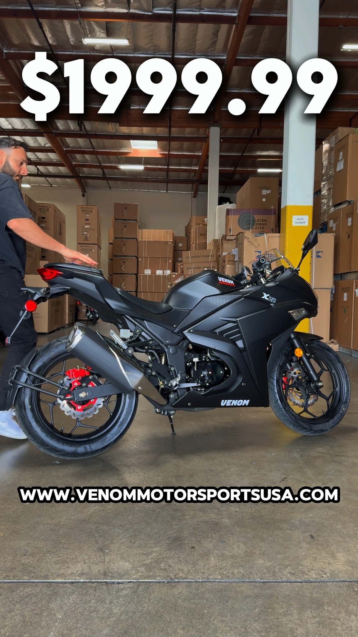 This is the Venom X22 125cc, a full-size sport bike designed