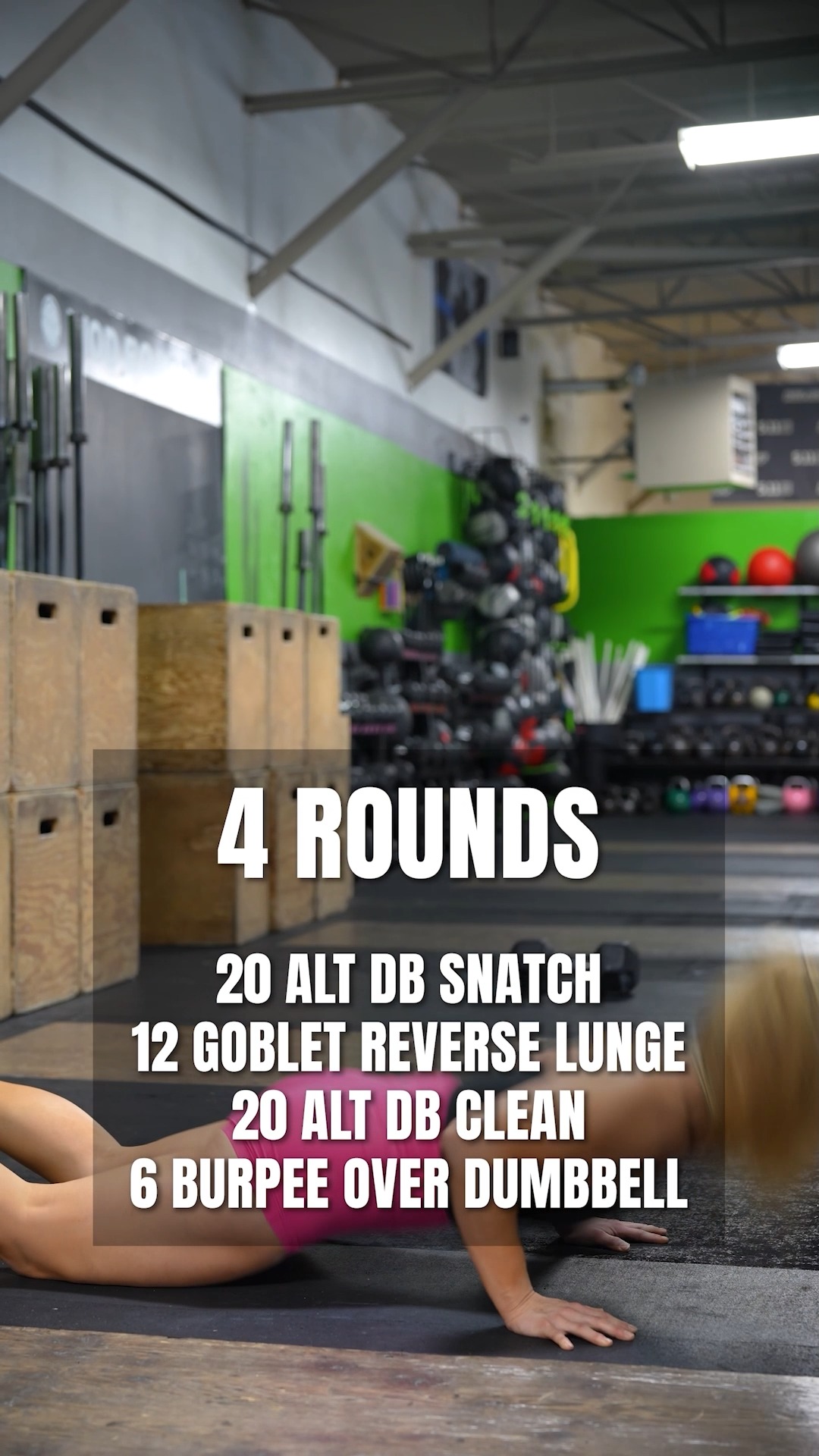 4 Rounds How fast can you finish this workout? 20 Alternating DB Snatch ...