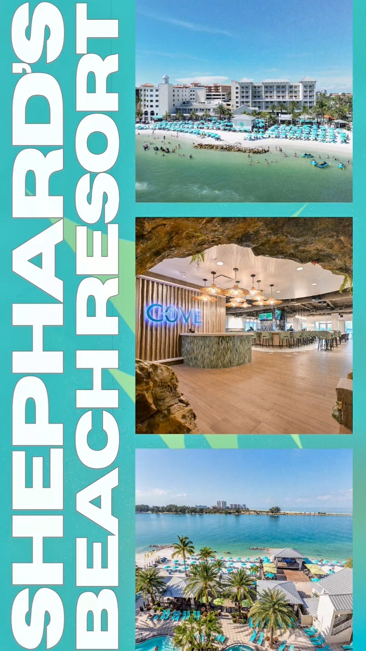 You work hard—treat yourself to a tropical vacation at Tripadvisor award-winning 🏆 Shephard's Beach Resort in Clearwater Beach, Florida! ☀️🌴 Dine on our waterfront patio at COVE Kitchen + Bar with delicious