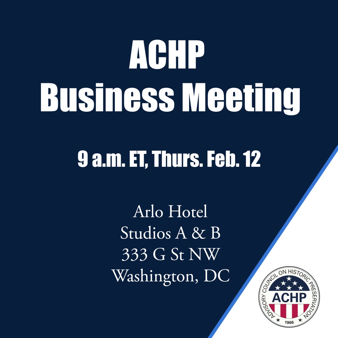The ACHP Winter Business meeting is scheduled for Thursday, February 12 ...