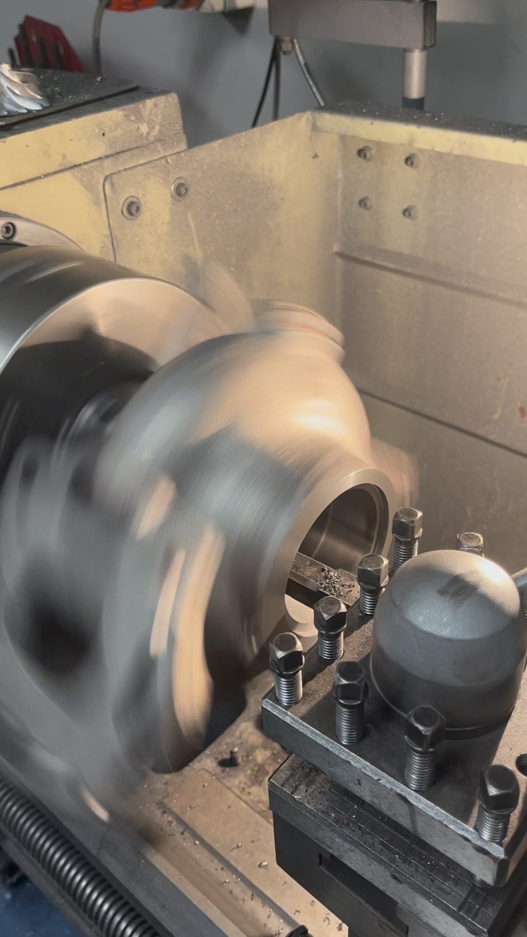 Holset marine turbine housing being machined for a custom press fit ...