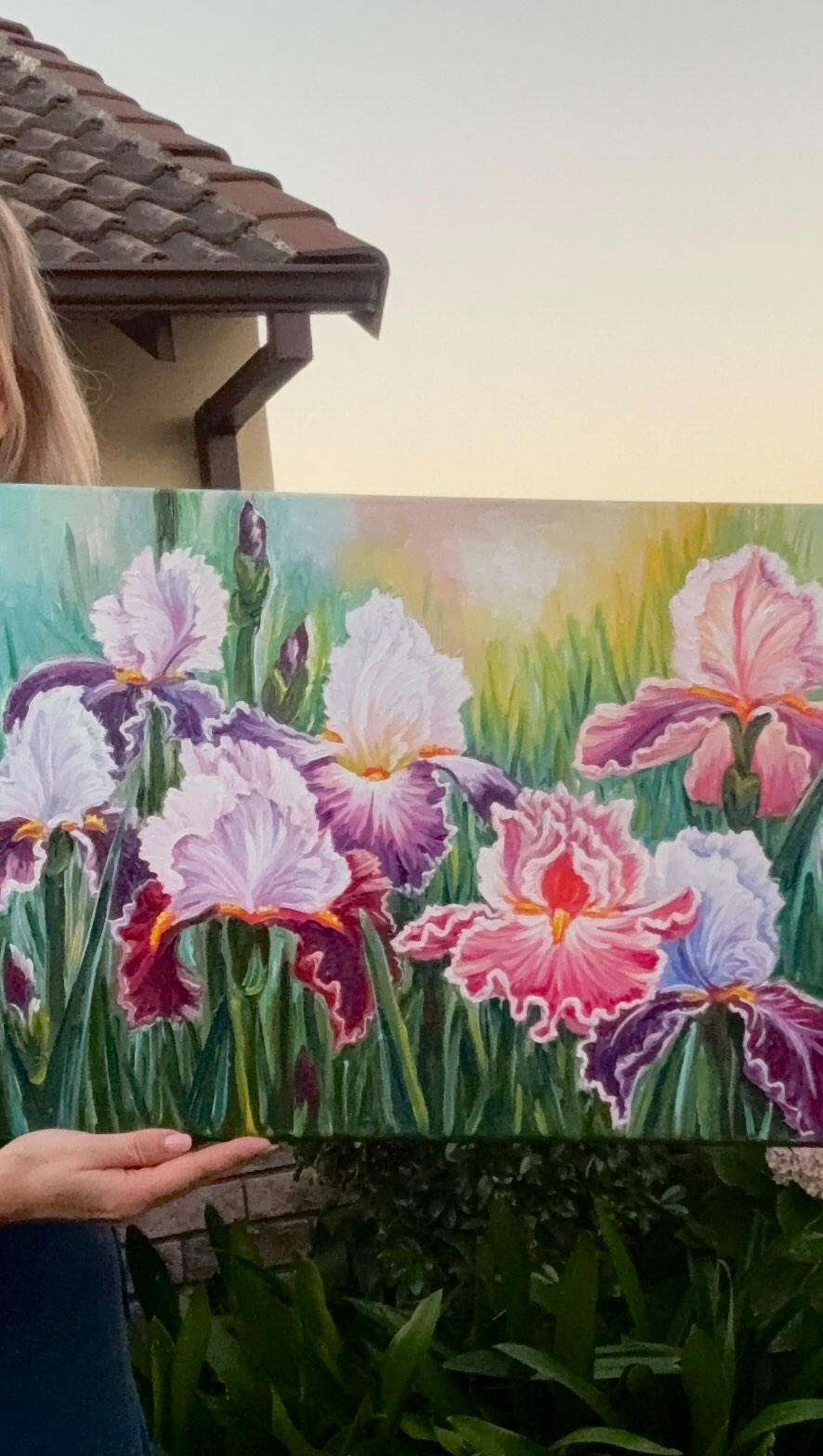 Iris Symphony, my new oil painting, size 38x76cm, it's a great