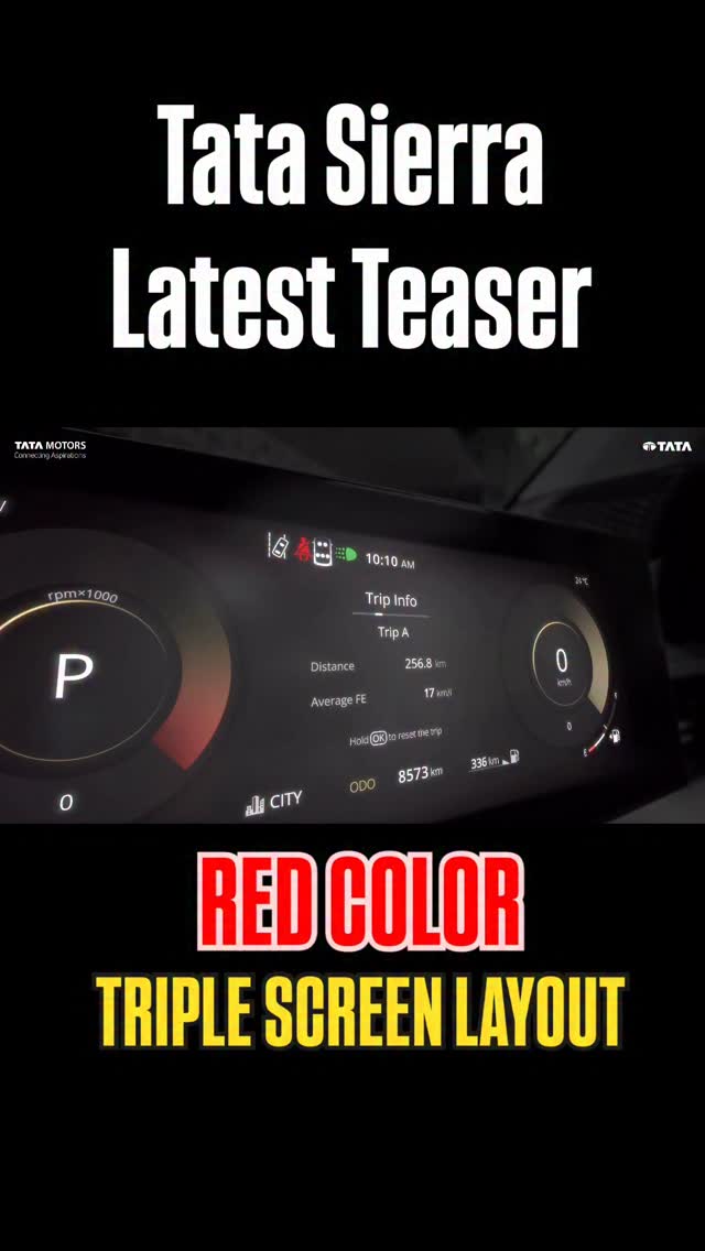 New Tata Sierra Triple Screen Layout & Red Color Showcased in the ...