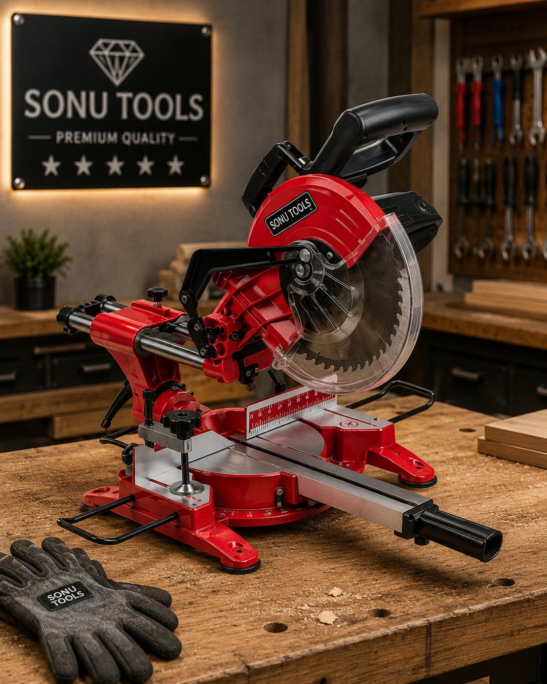Make precision cuts with the laser guide and LED work light on