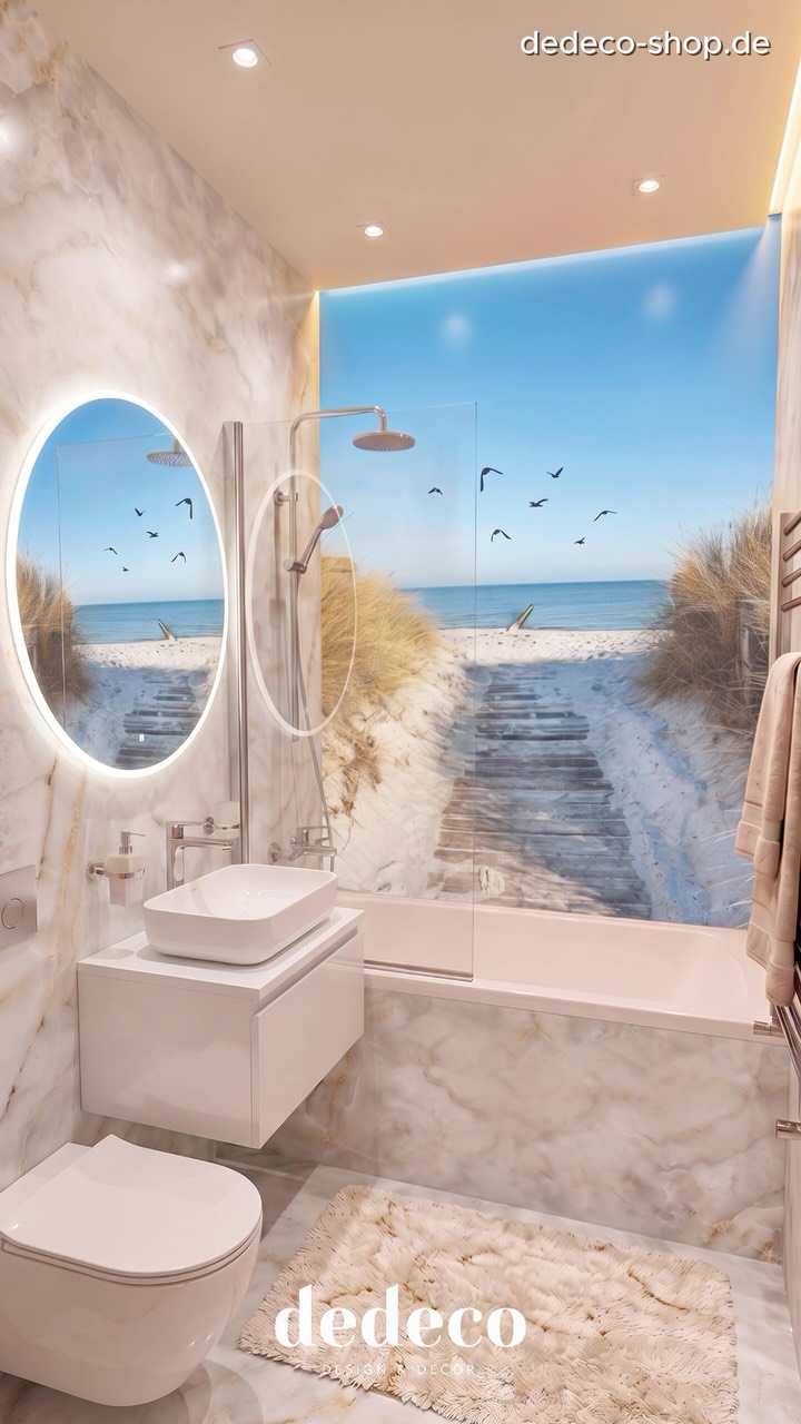 Zwei Motive., Fugenlos., Schnell., Modern., Einfach., #dedeco #wandgestaltung #badezimmer #bathroom #renoval | Dedeco - Wandgestaltung aller Art