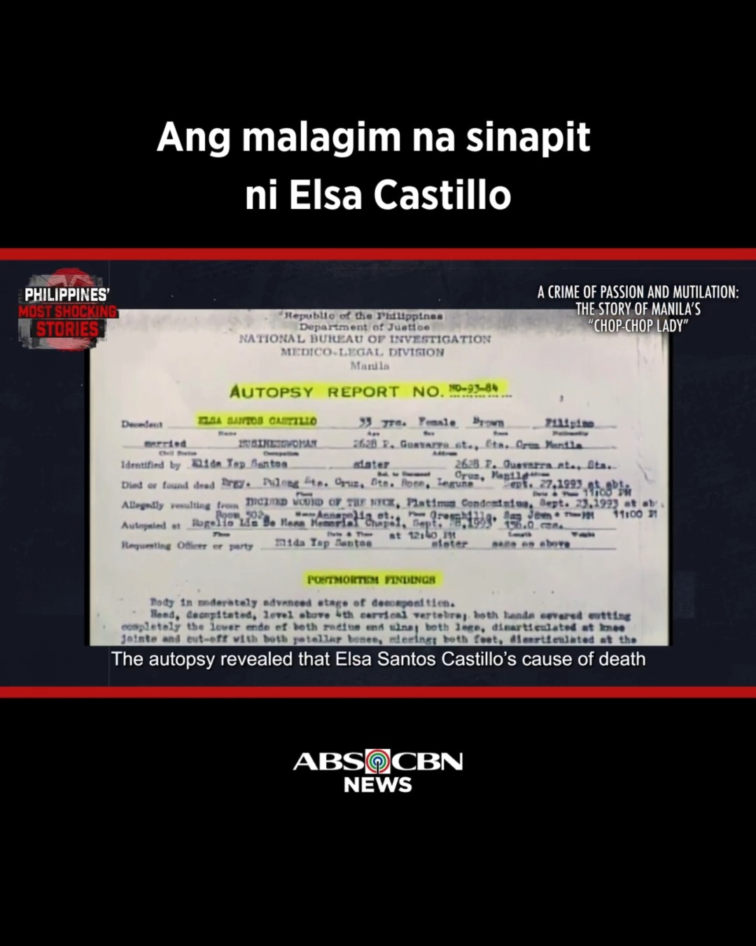Ang malagim na sinapit ni Elsa Castillo. #PHShockingStories | ABS-CBN ...