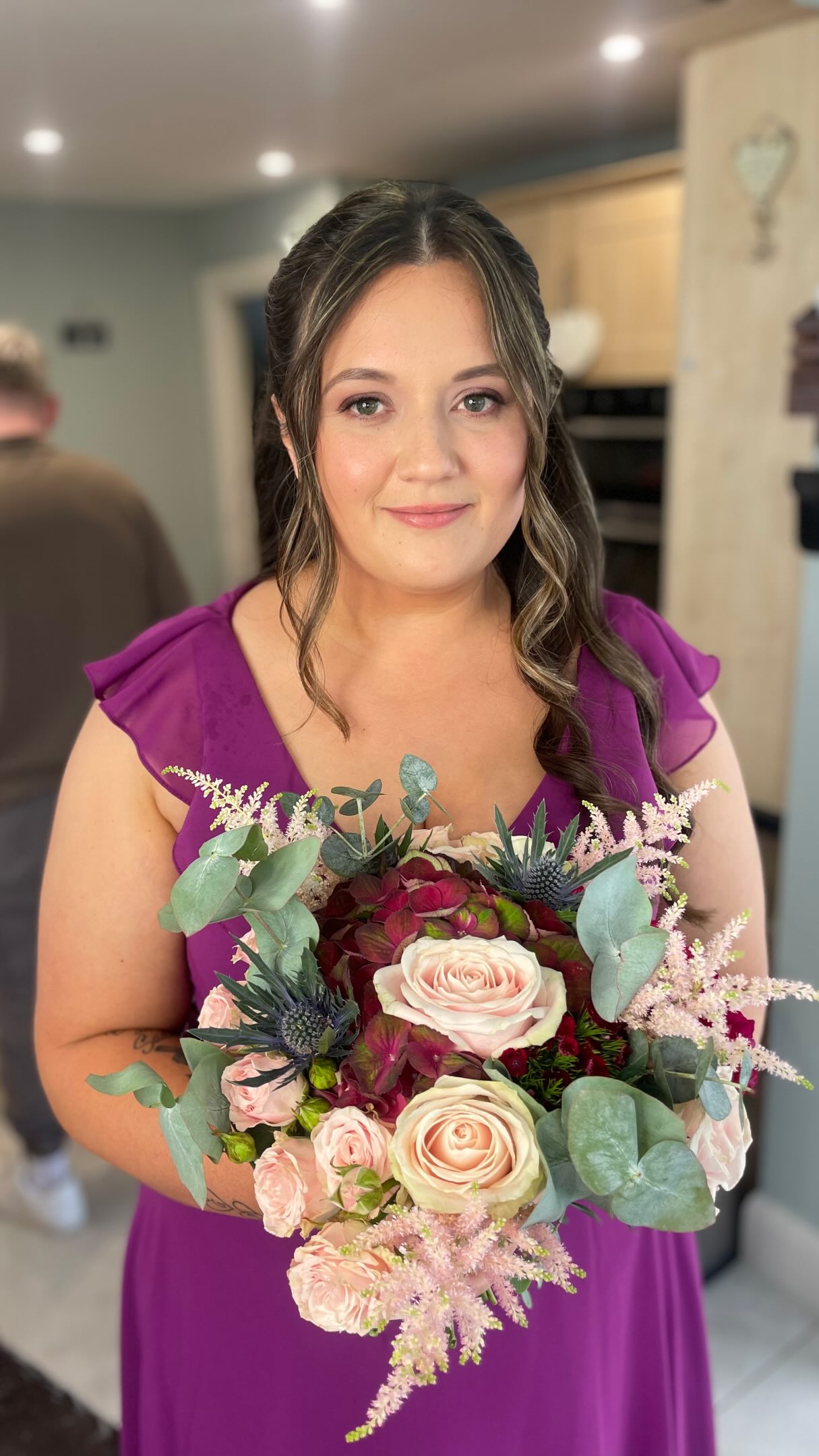 bridesmaid makeup purple dress A little wedding for these beautiful bridesmaids #hairbyrachelmailhiot Ombre Sequin Black to Color:Blue Denim ZSource_BenFurniture