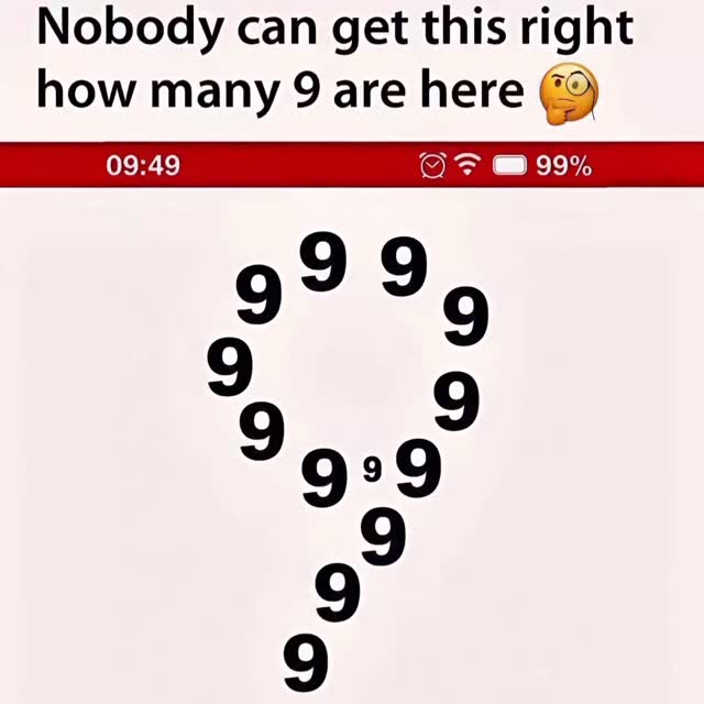 Nobody can get this right how many 9 are here ?? #puzzles #puzzletime # ...