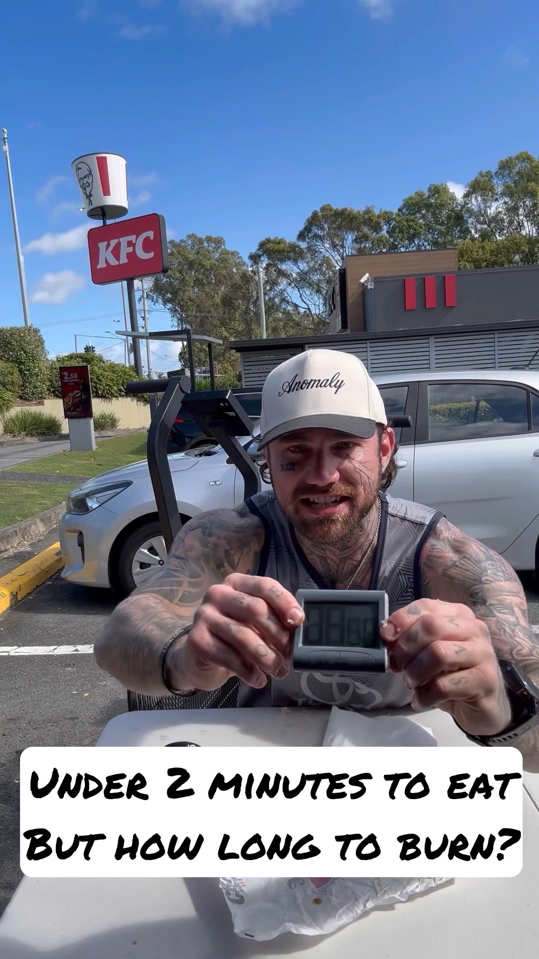 2 minute zinger box meal eat/burn challenge carpark series 🍔🔥According ...
