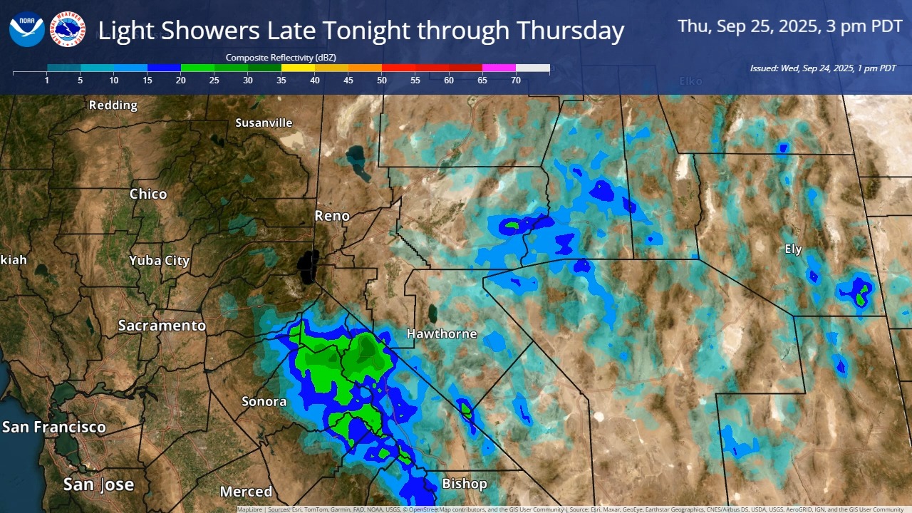 Light showers are expected to move into Mono county overnight tonight ...