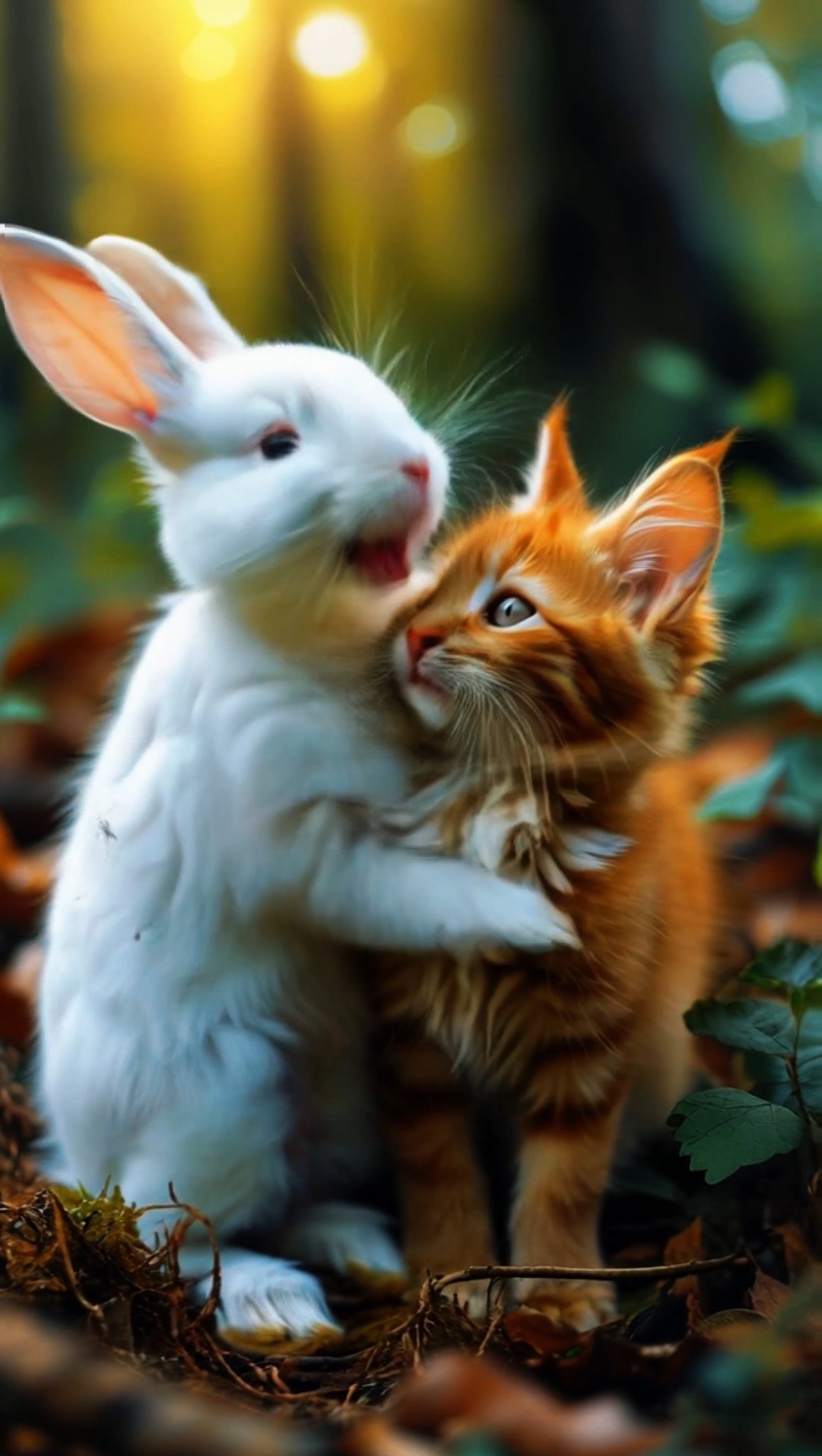 Little cat and rabbit friends for life #spring #love #friendship # ...