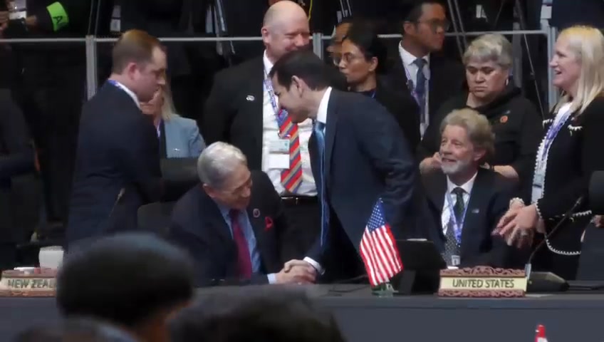 Winston Peters greets US Secretary of State Marco Rubio as he arrives ...
