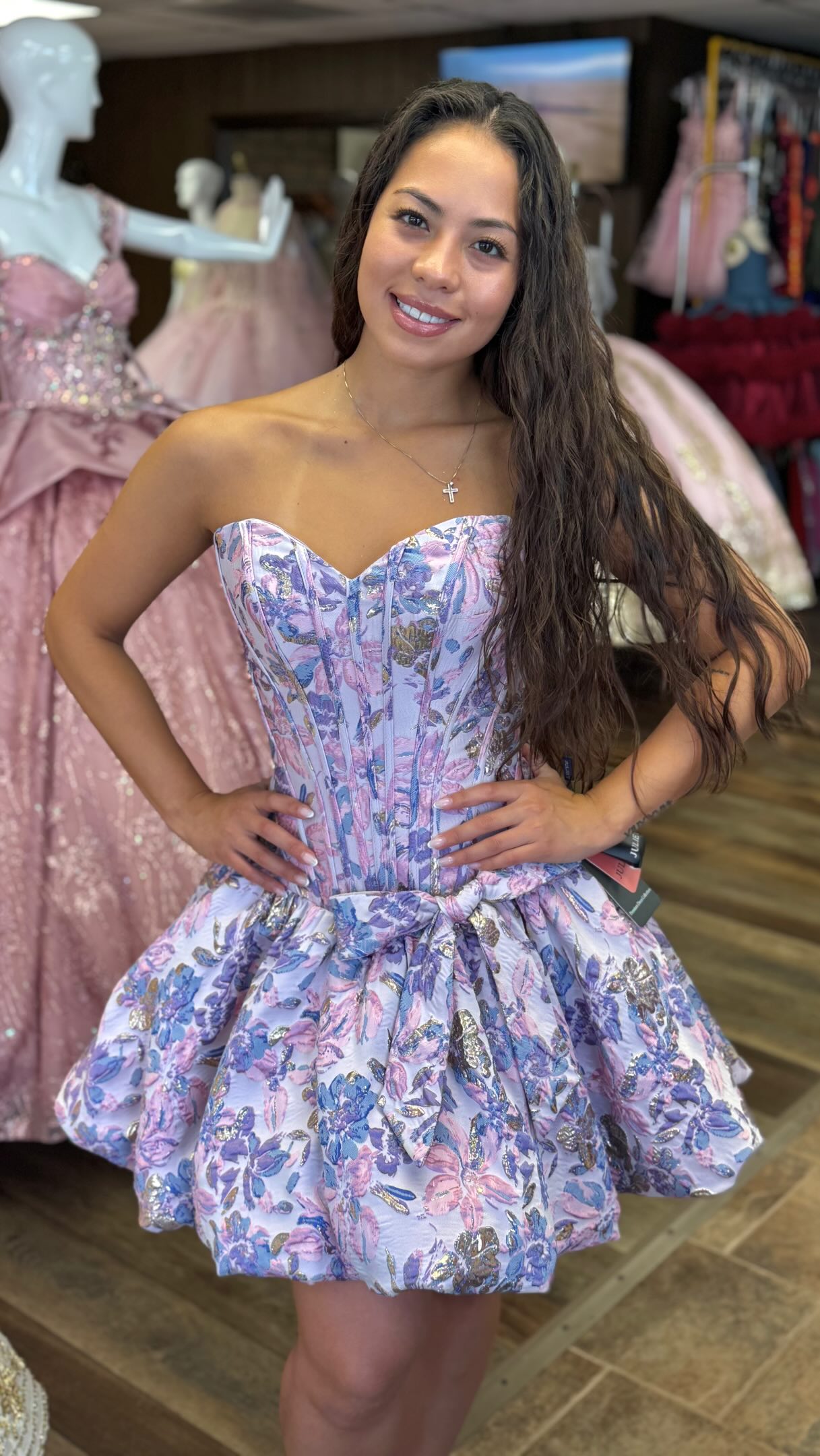 pro tip: don’t wait until the last minute!! 💜💐✨, #shop #hoco #dresses #short #floral | Ravaa Gowns LLC