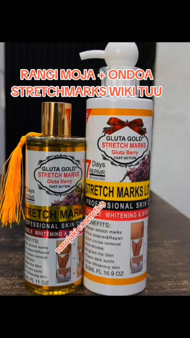 glutathione stretch marks GLUTA GOLD MARK LOTION AND OIL, ➖hii combo iko na lotion yake kwa wale wasio penda cream, chaguo ni hili hapa, ➖skin whitening za uhakika, ndani ya siku saba tu hata uwe na ngozi ngumu namna Select:I One drink, five skin-loving كولاجين يومي للرجال