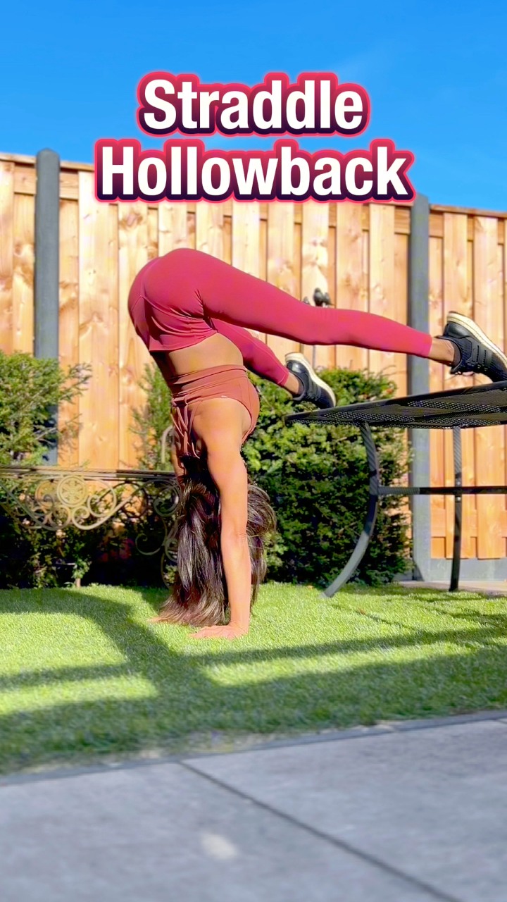 If you can hold a handstand, then maybe try this hollowback straddle ...