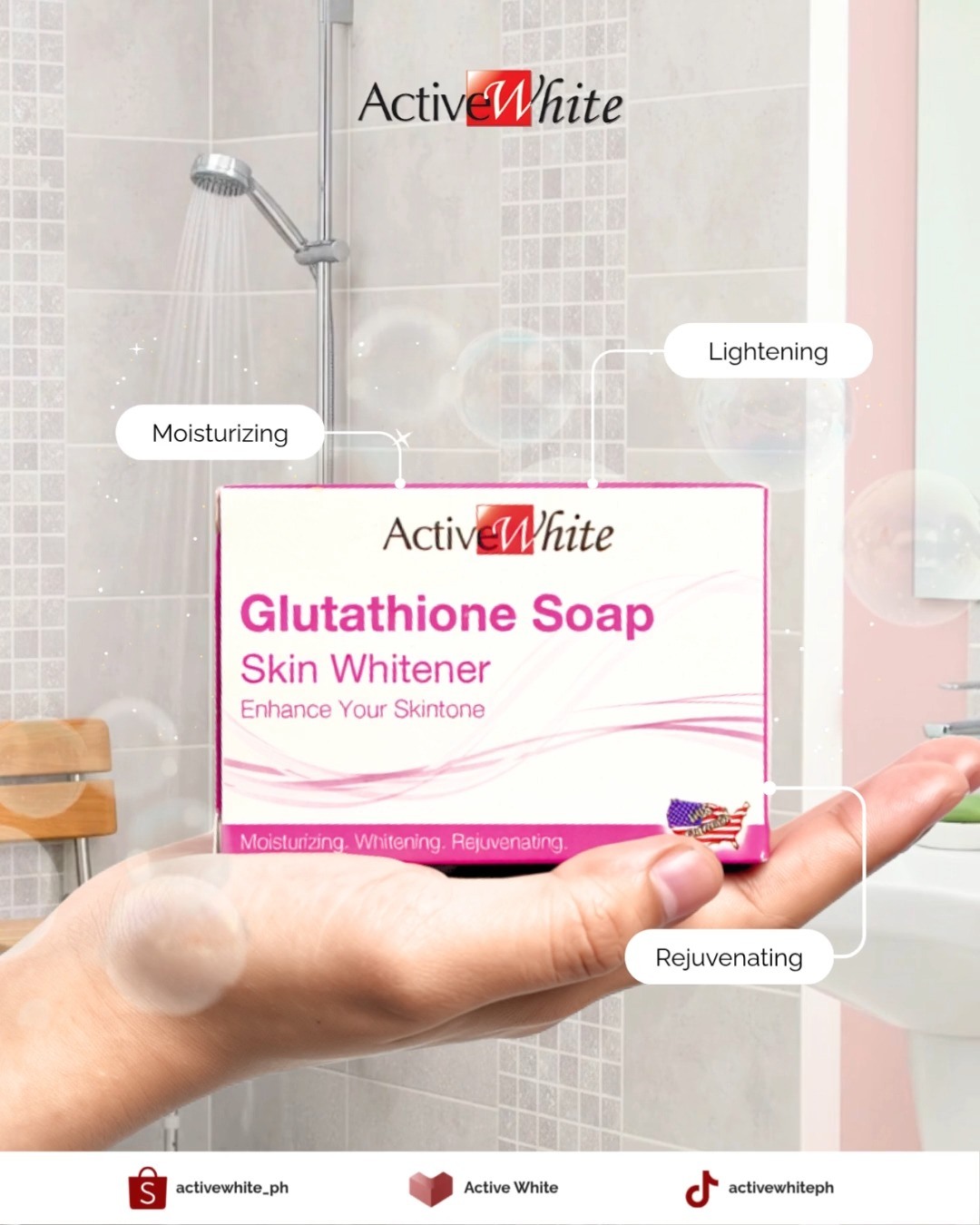 active white glutathione soap Ever wondered what makes our a skincare favorite?, Discover the ingredients that help cleanse, nourish, and lighten. Leaving your skin feeling fresh after every wash., Net Weight:50mg SKINFLAIR Body Scrub Tone HSA-eligible