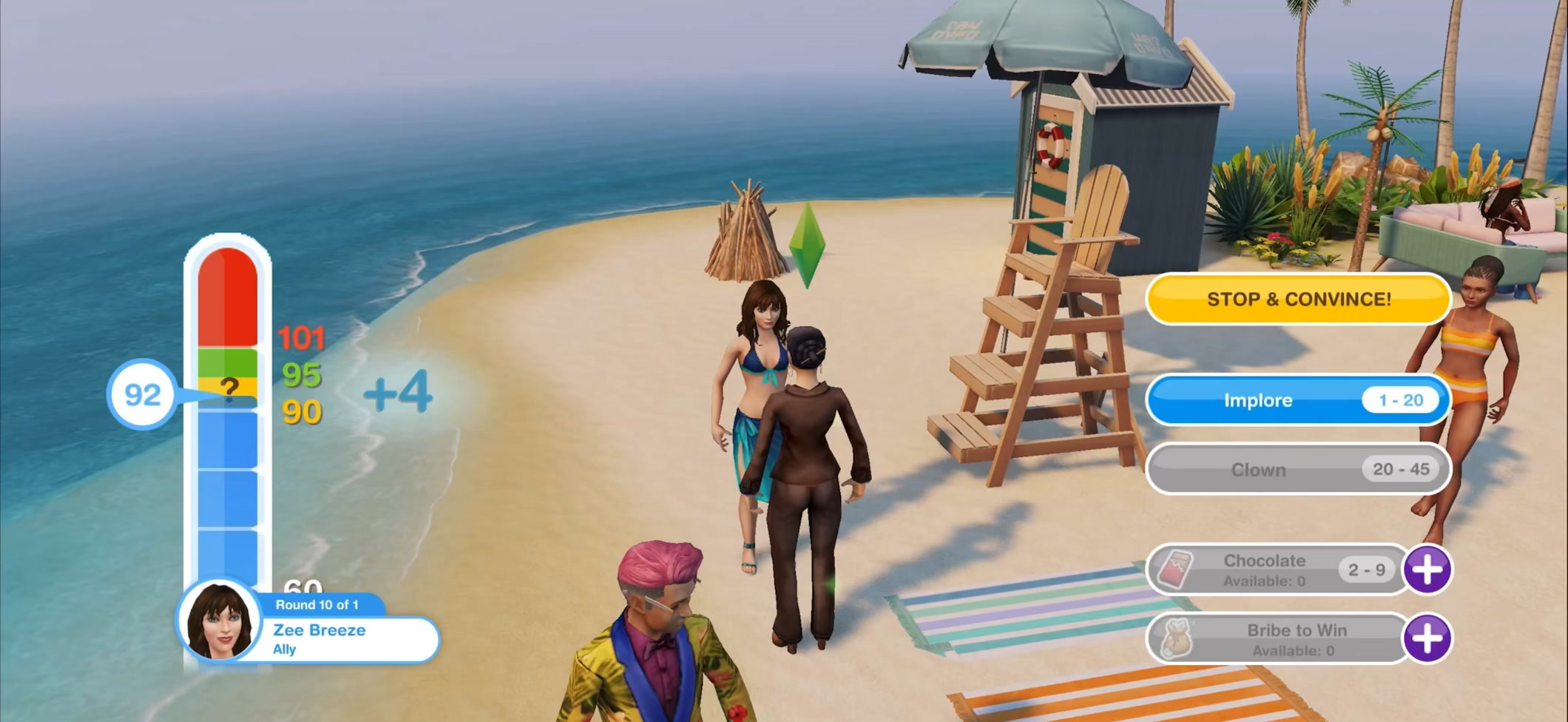 How to beat Zee Breeze in The Sims Freeplay?