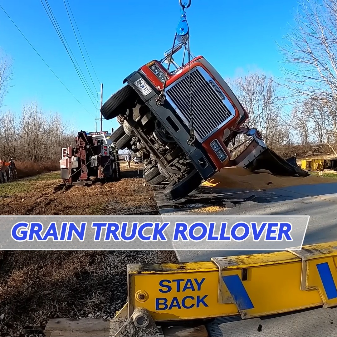 Grain Truck Tips Over Blocking Road | Ron Pratt | Facebook