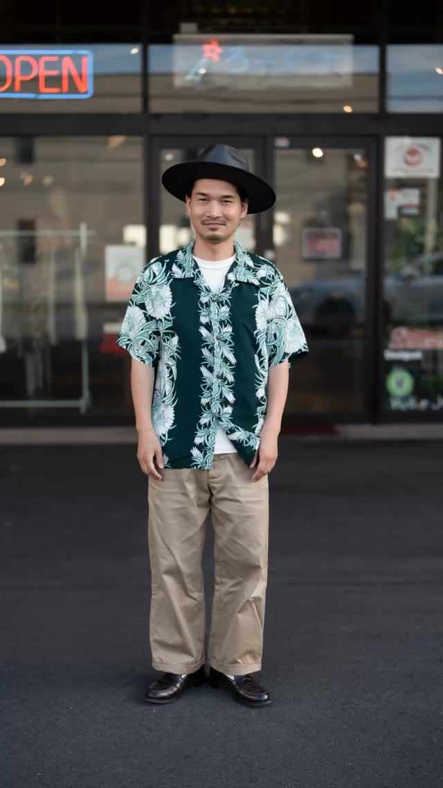 SUNSURF SS39612 RAYON HAWAIIAN SHIRT “NIGHT BLOOMING CEREUS BORDER