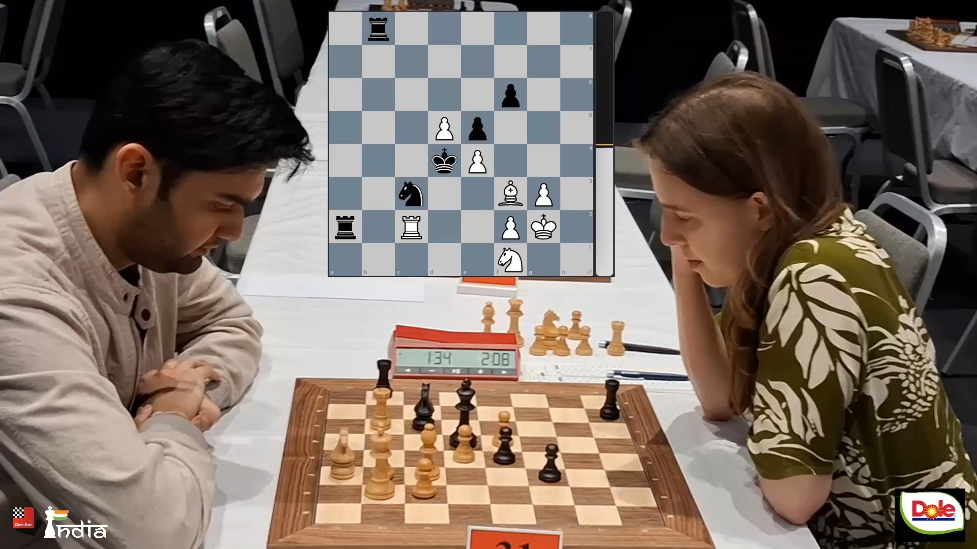 WGM Hanna Marie Klek (GER, 2347) is ahead by exchange against GM Raja ...