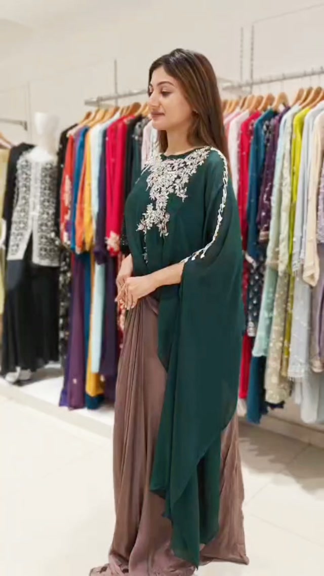 brown and green combination dress Green. Brown. Unexpected. Unforgettable. 💚🤎, For the woman who doesn't want to look like everyone else at the wedding., Would you wear this colour combination?, 💚 , 🤎 BROWN, 👇 Tell us below!, Billie Eilish wows in Replen-SP26 Size:Medium UK 12