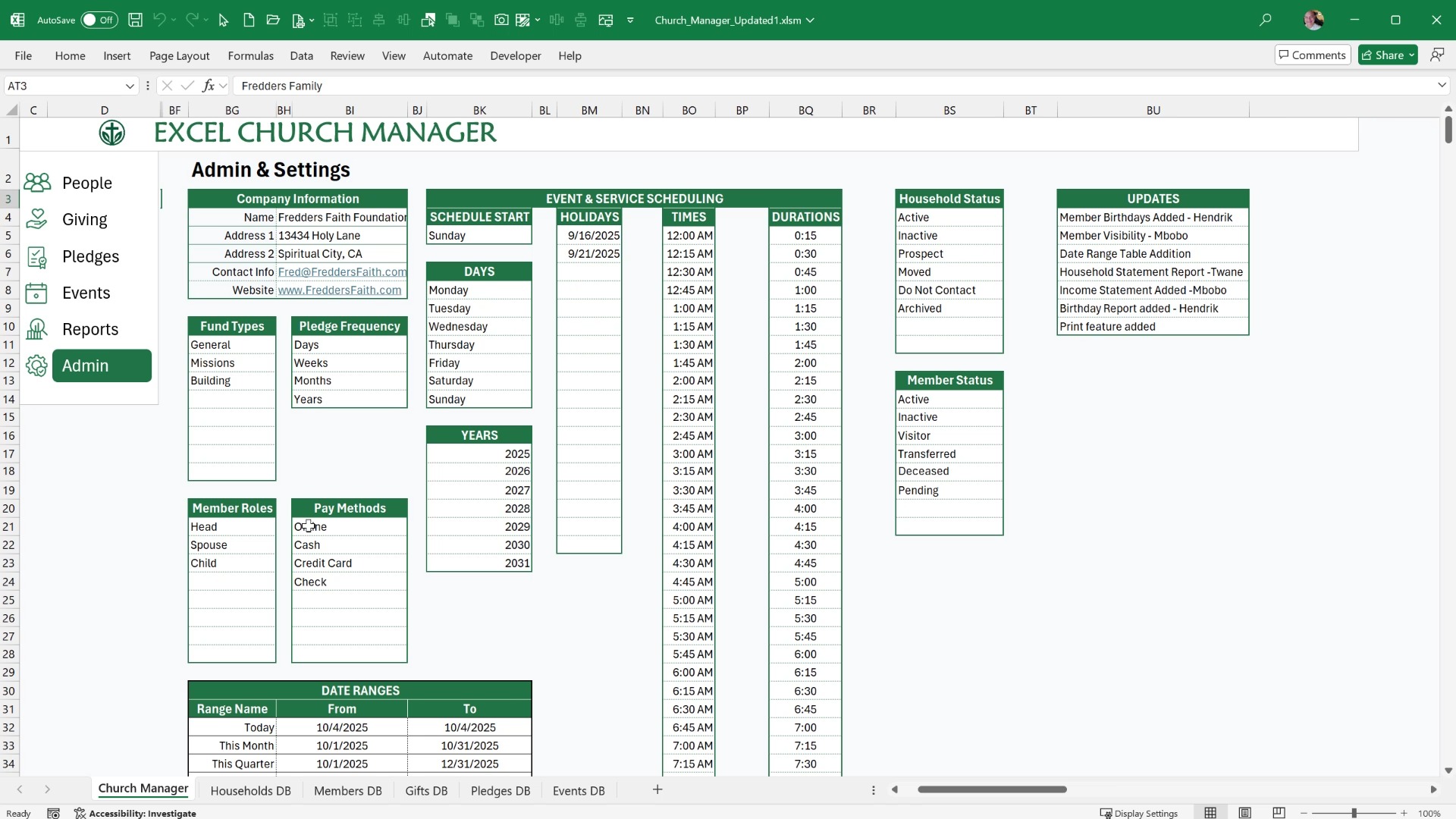 ⛪ Excel Church Manager — Run Your Entire Church in Excel Who says ...